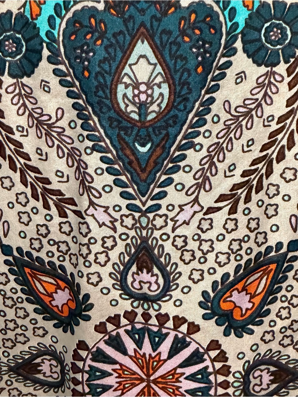 Sundance Catalog Tunic Top Blouse Women’s L 100% Silk Paisley V-Neck Beaded Boho - Picture 3 of 8